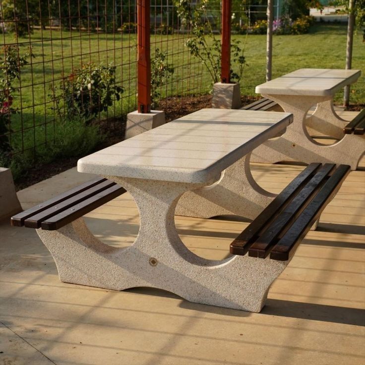 Modern Concrete and Wood Picnic Table