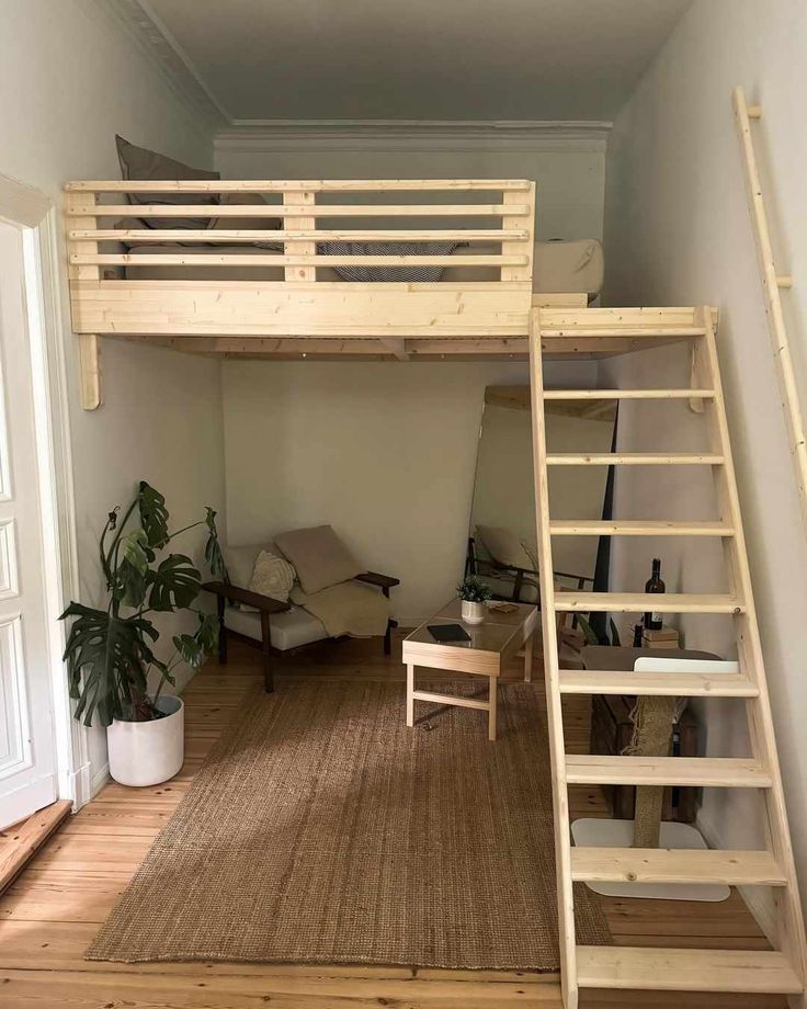 Minimalist Loft Bed with Ladder