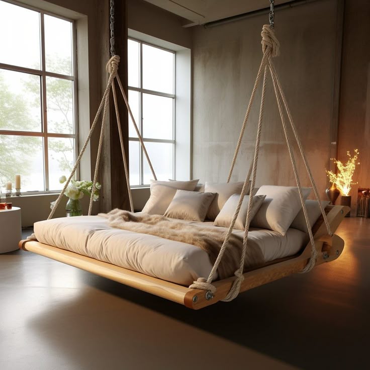 Modern Minimalist Swing Bed with Floating Platform