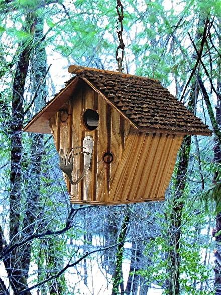 Hanging Wooden Birdhouse with Perch