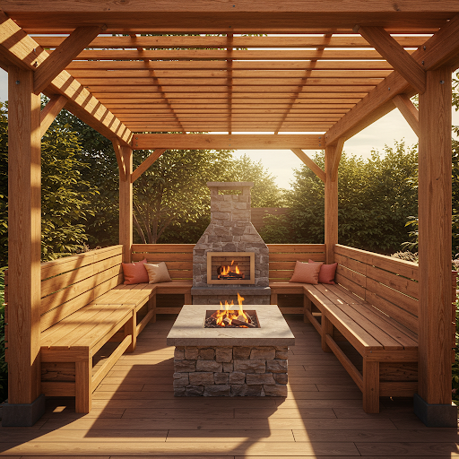 10 Ideas for Wooden Outdoor Fire Pits with Surrounding Seating ...