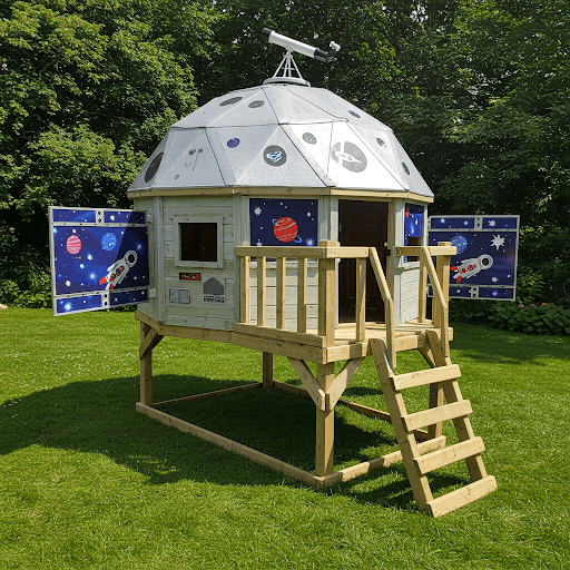 Space Station Playhouse with Ladder and Telescope