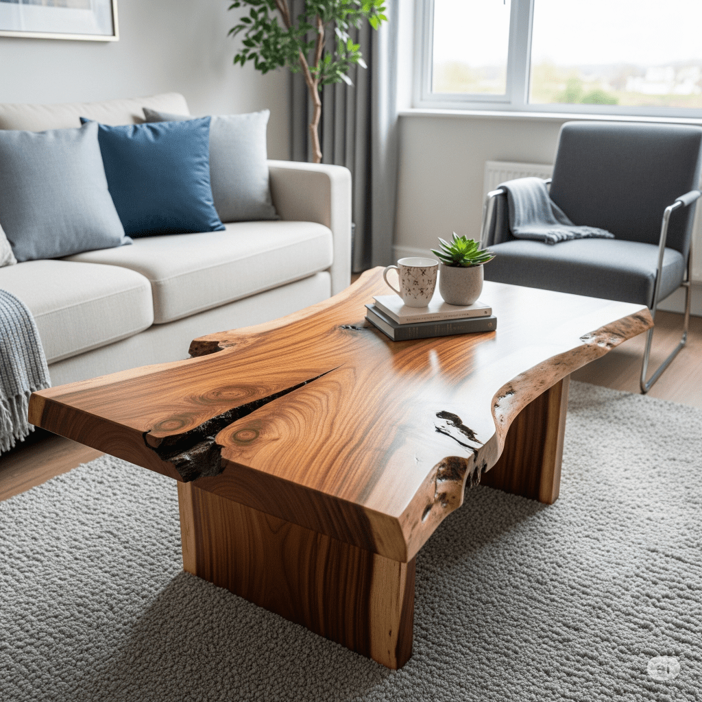 Live Edge Wood Slab Coffee Table
