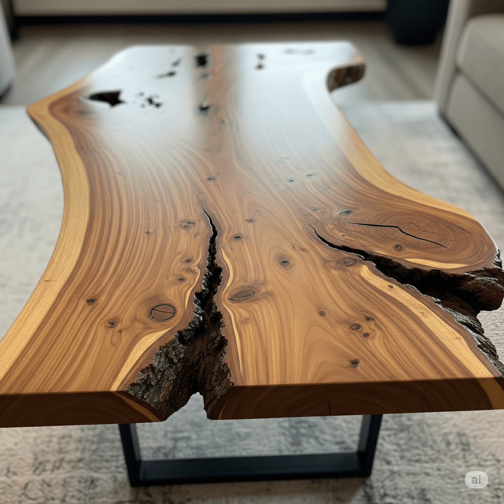 Live Edge Wood Slab Coffee Table