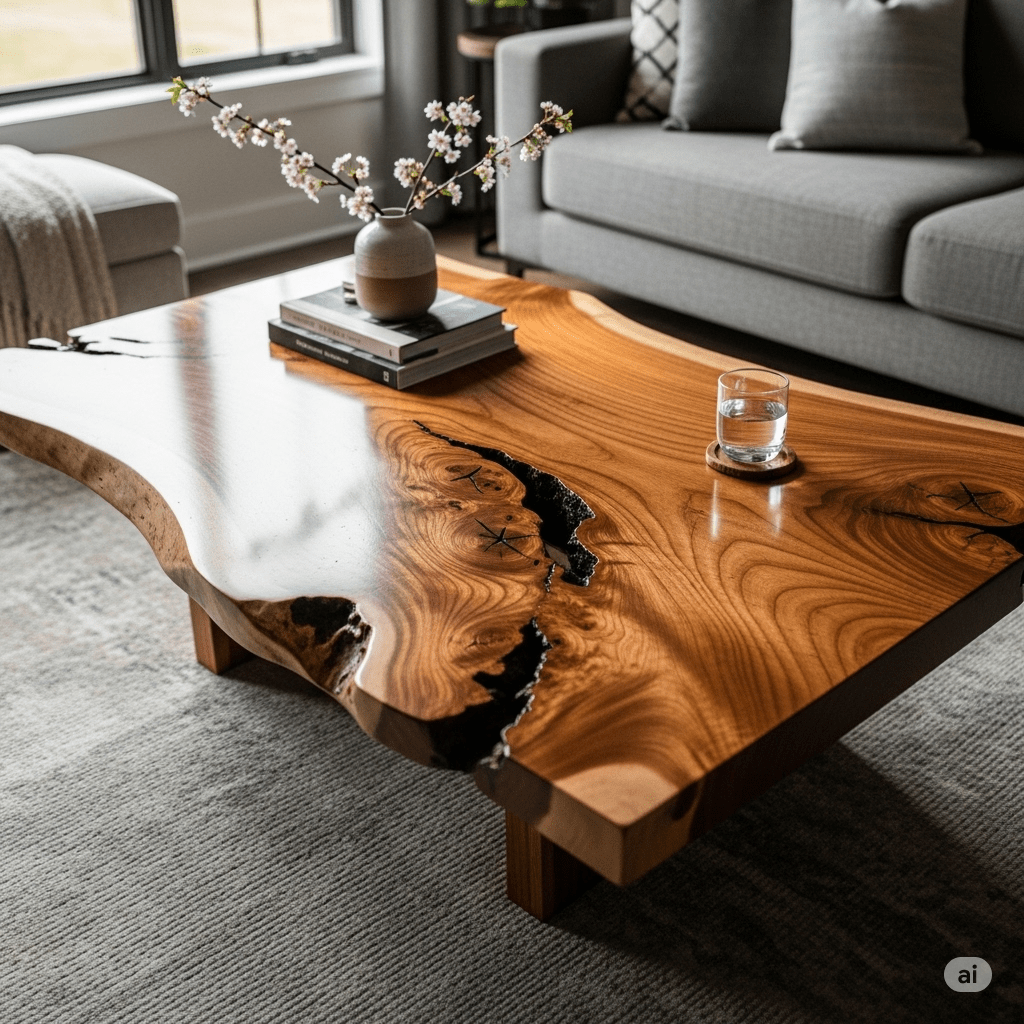Live Edge Wood Slab Coffee Table