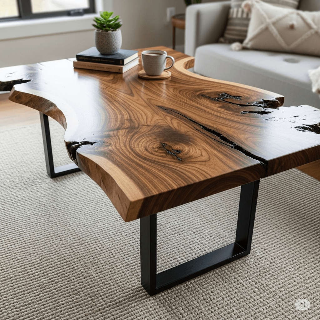 Live Edge Wood Slab Coffee Table